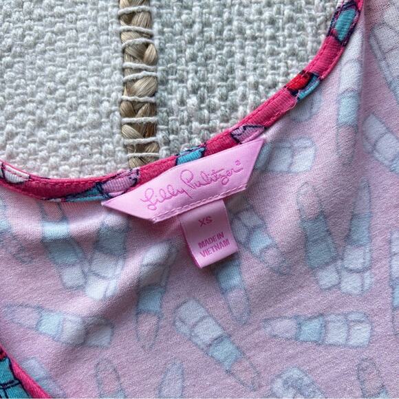 Lilly Pulitzer Arian Lipstick Print Short Sleeve Wrap Mini Dress Women’s Size XS - Picture 7 of 9